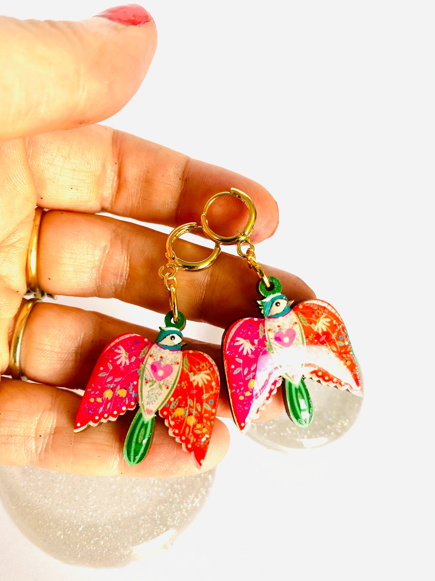 Large bird dangle earrings summer earrings hoop earrings