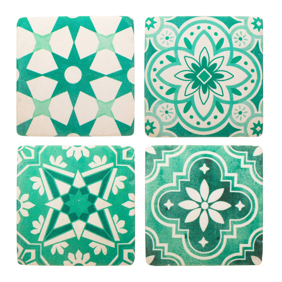 Green Mosaic tile coasters - set of 4
