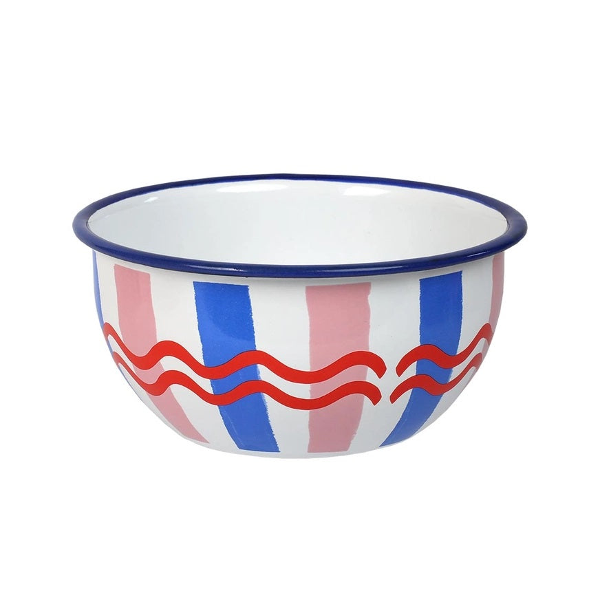 Large stripe enamel bowl