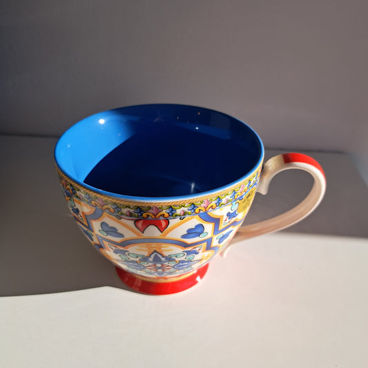 Tuscany blue and red cup