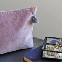 Rose pink velvet zipped bag