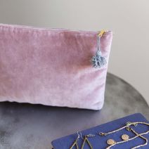 Rose pink velvet zipped bag