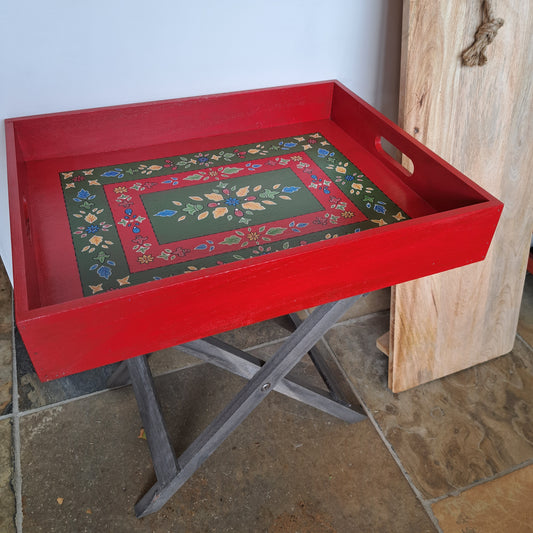 Hand-painted Red tray table