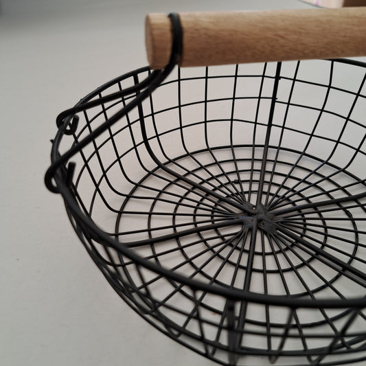 Small round black wire basket