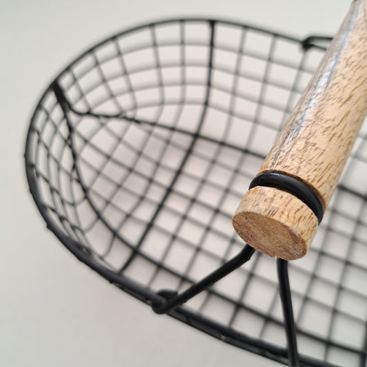 Small oval black wire basket
