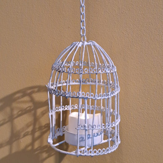 Hanging birdcage tealight holder