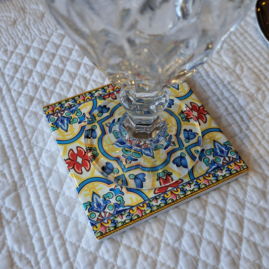 Tuscany blue and red coaster