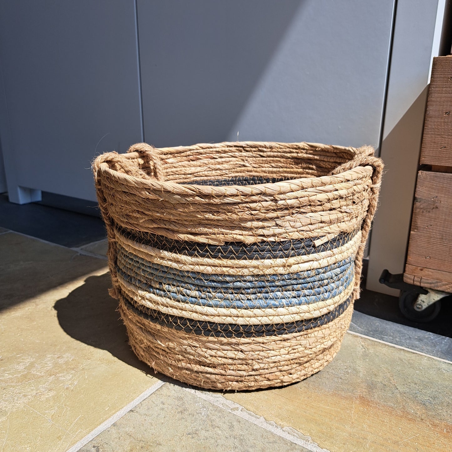 Blue stripe basket