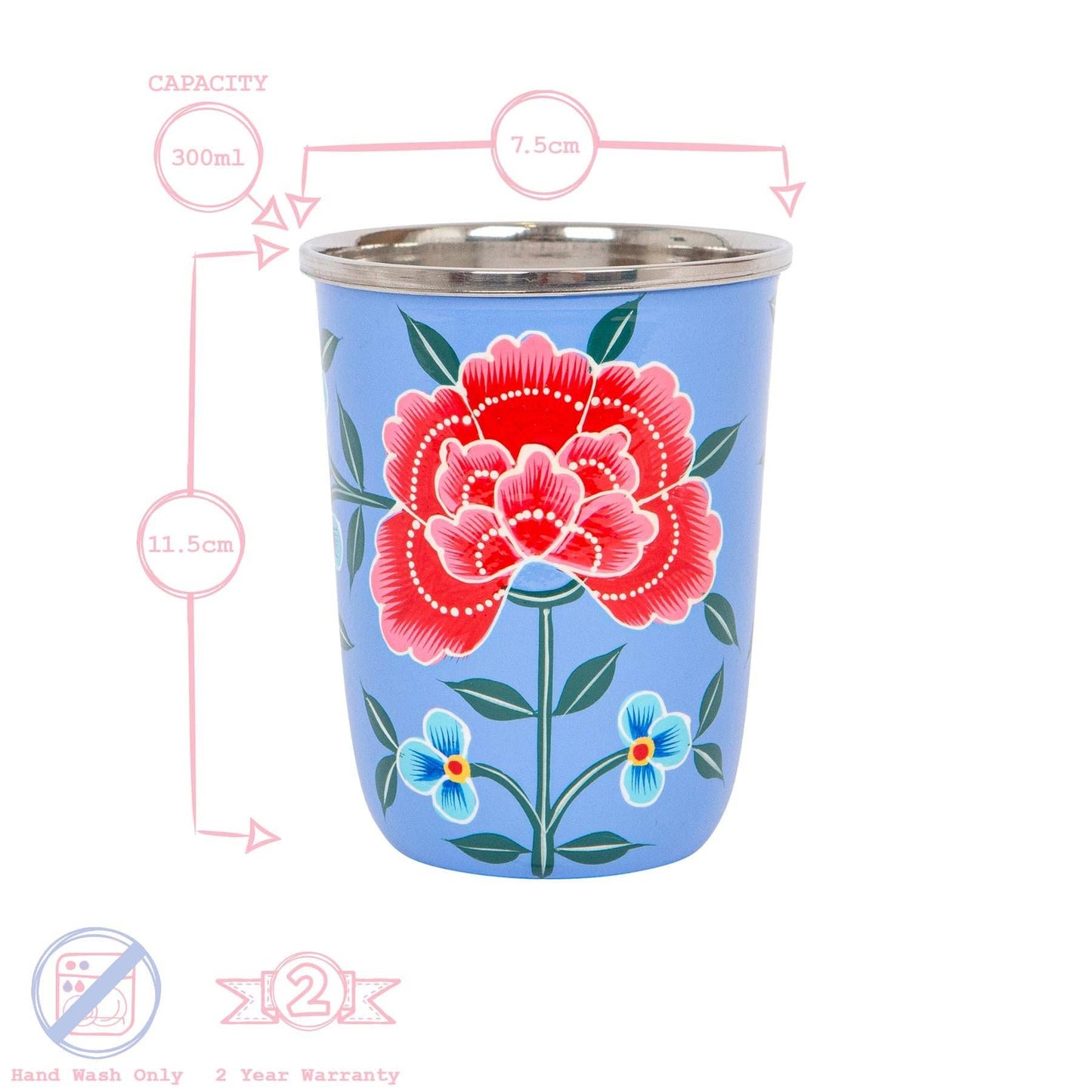Peony hand-painted beaker