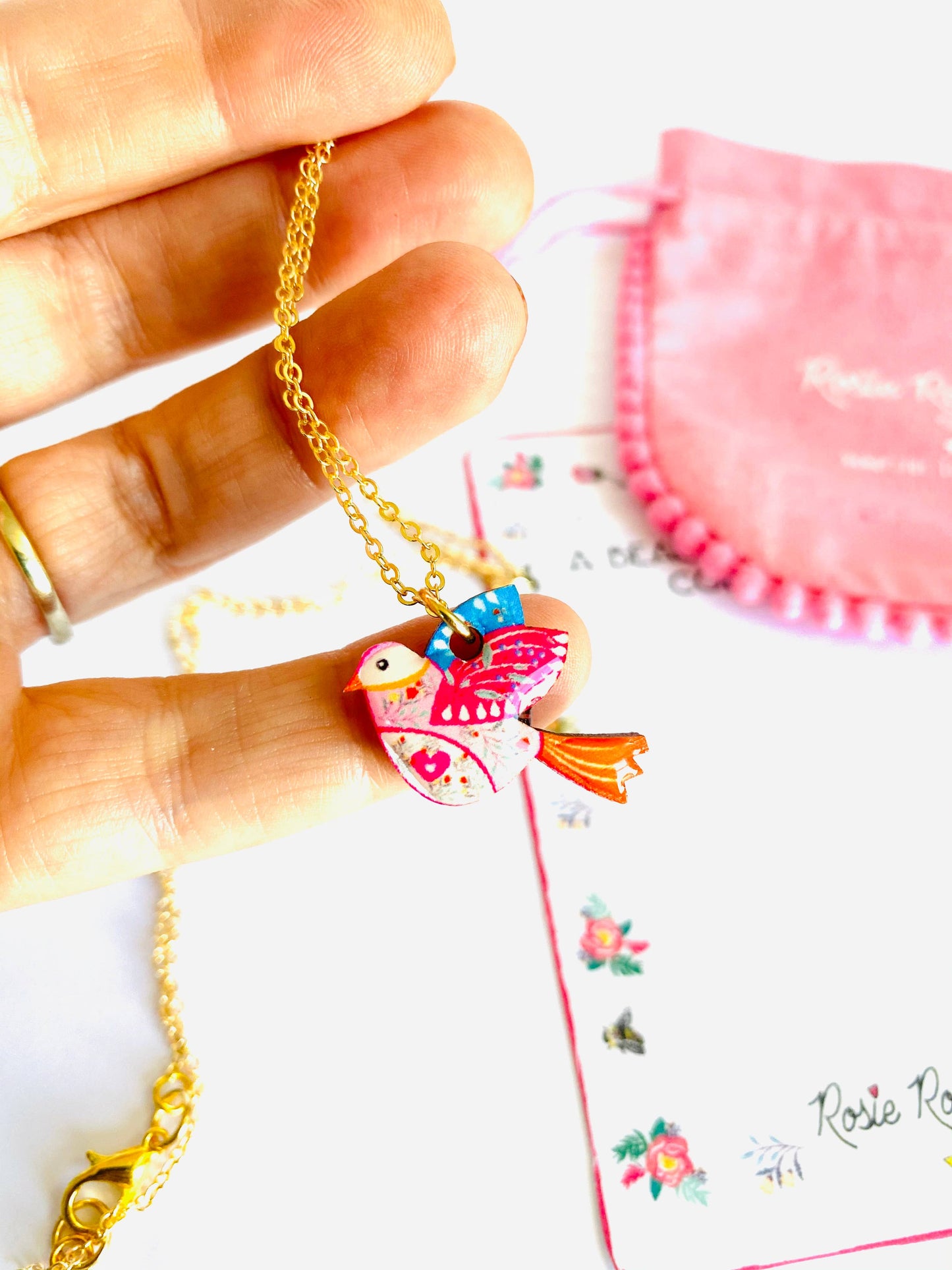 Dainty charm necklace for ladies bird jewellery uk
