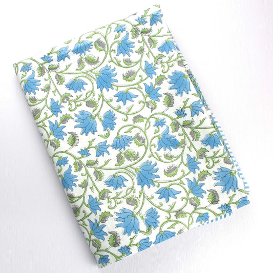 Blue & Green floral block print tablecloth