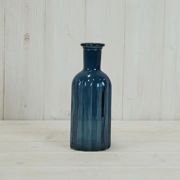 Blue ribbed bottle