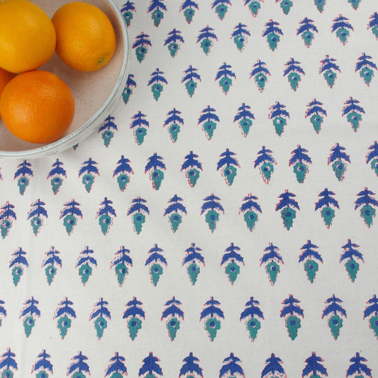Blue & Teal motif block print tablecloth