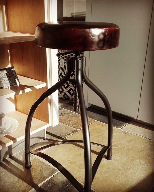 Cooper leather & metal adjustable height bar stool