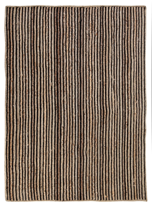 Braided jute black stripe rug