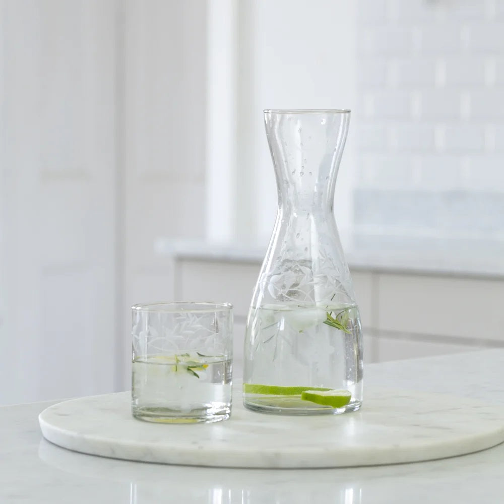 Etched rambling vine carafe