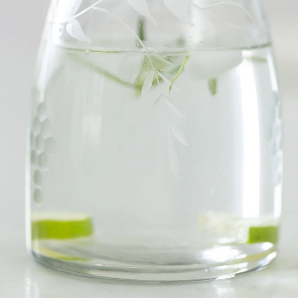 Etched rambling vine carafe