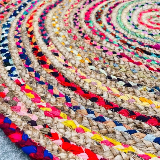 Mishran round multi coloured rug