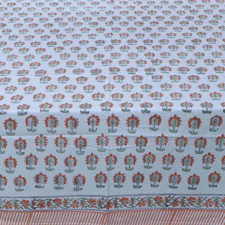 Palm trees block printed tablecloth