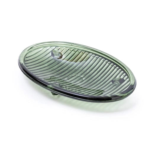 Oval glass soap dish Green
