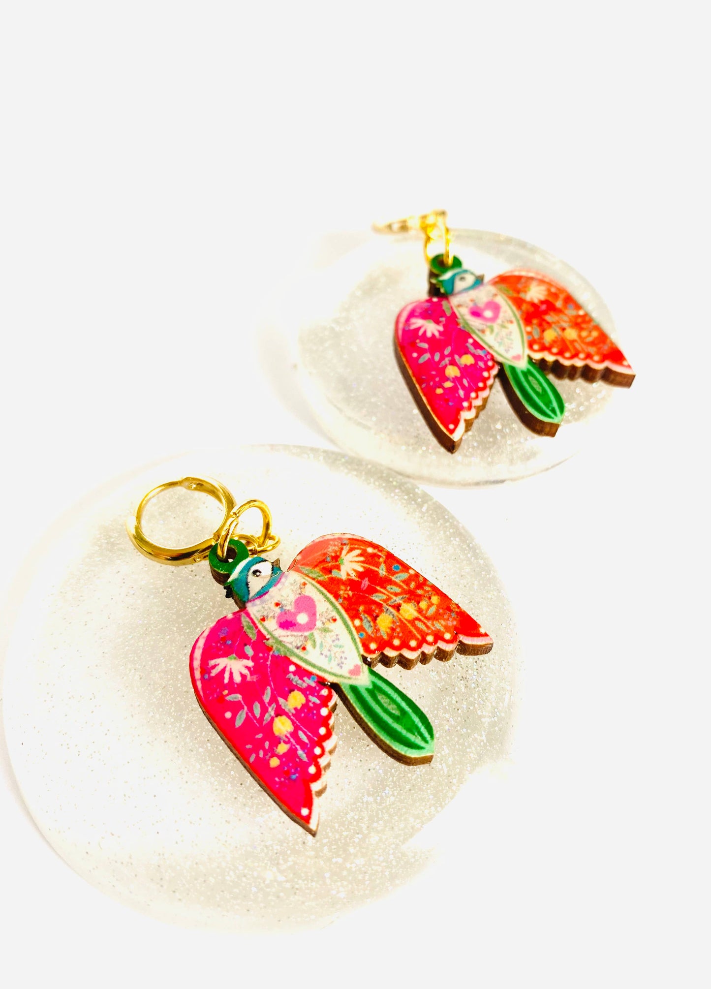 Large bird dangle earrings summer earrings hoop earrings