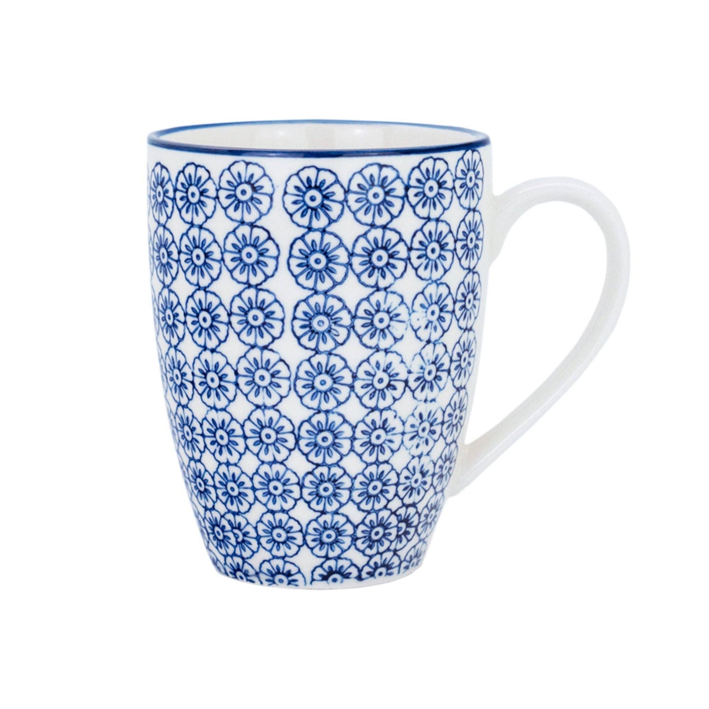 Blue flower patterned mug