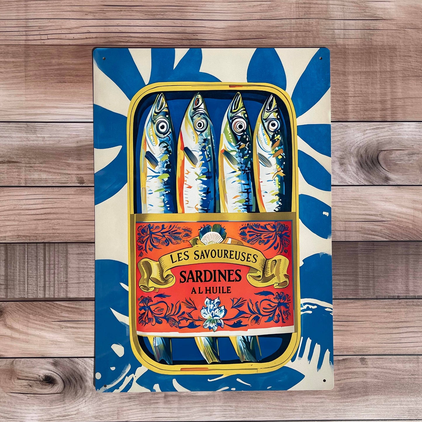 Sardine Can Illustration Kitchen Metal Sign Plaque