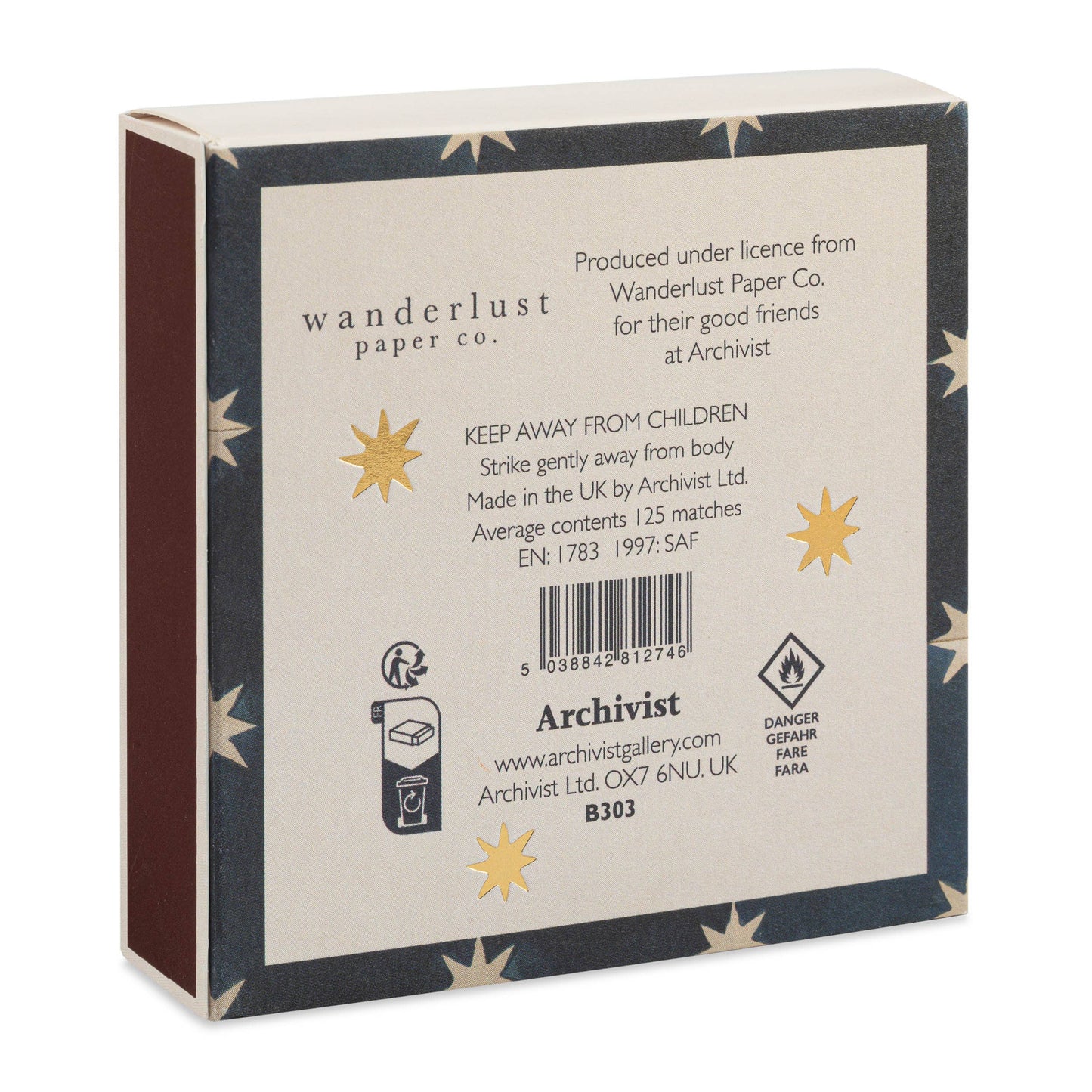 Navy Star Tile square matchbox