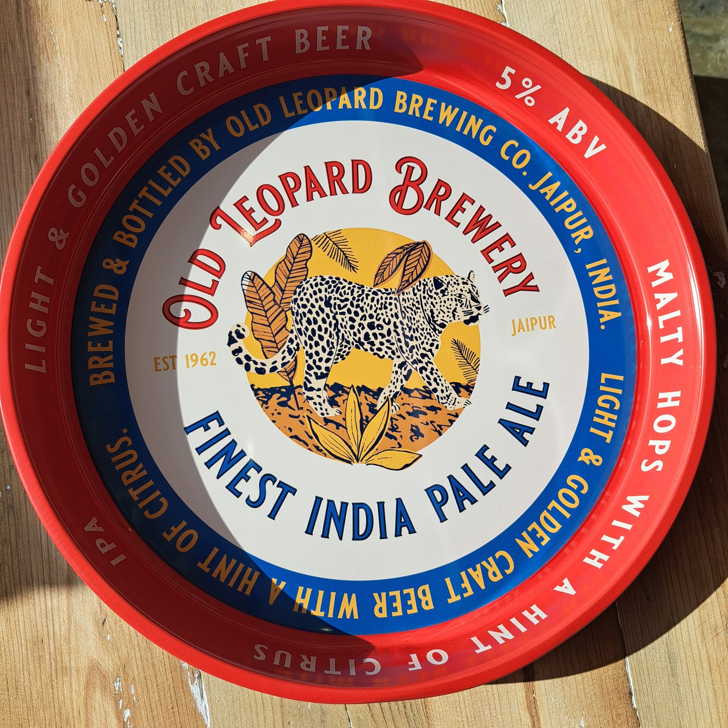 Round Metal Serving Tray - Old Leopard Brewery