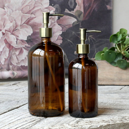 Large and small soap dispenser in Mocca