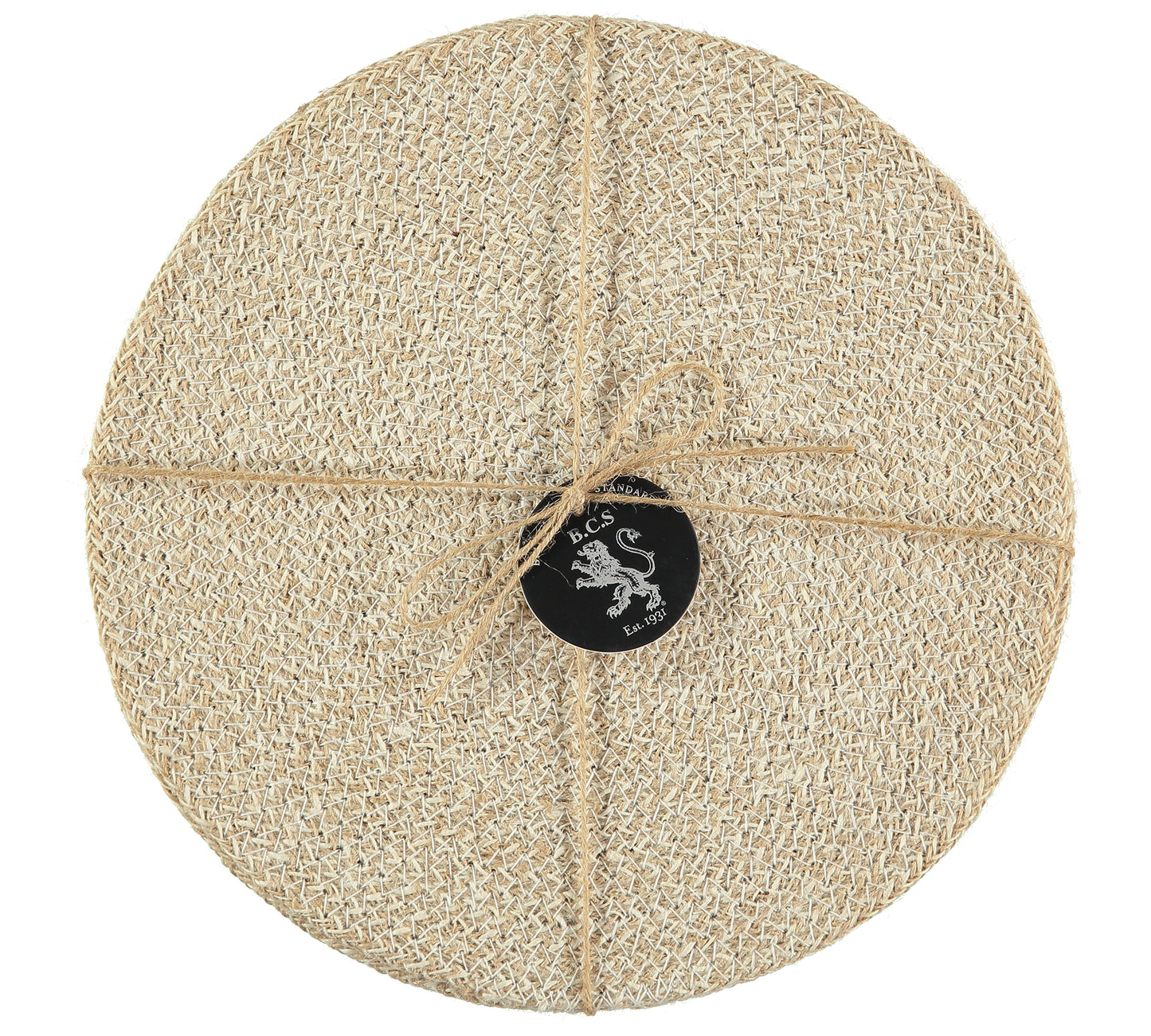Set of four jute placemats in natural/pearl white