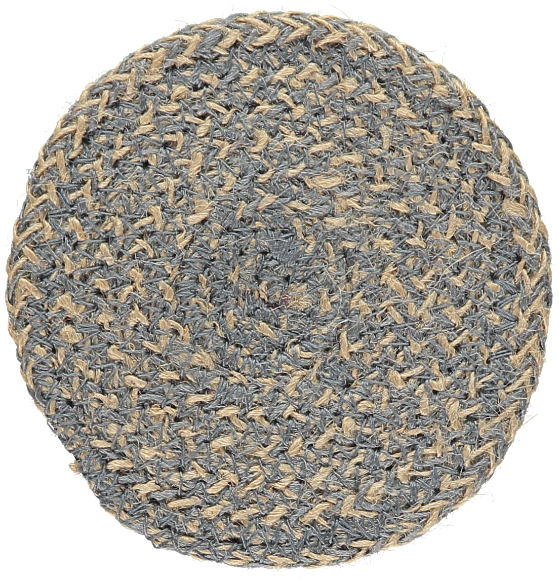Set of four jute coasters in natural/blue grey