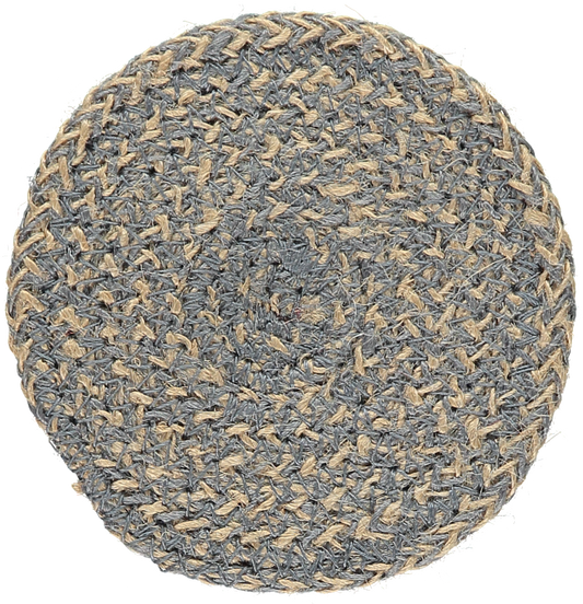 Set of four jute coasters in natural/blue grey