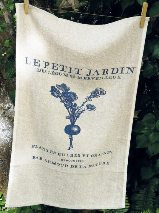 Le Petit Jardin print tea towel