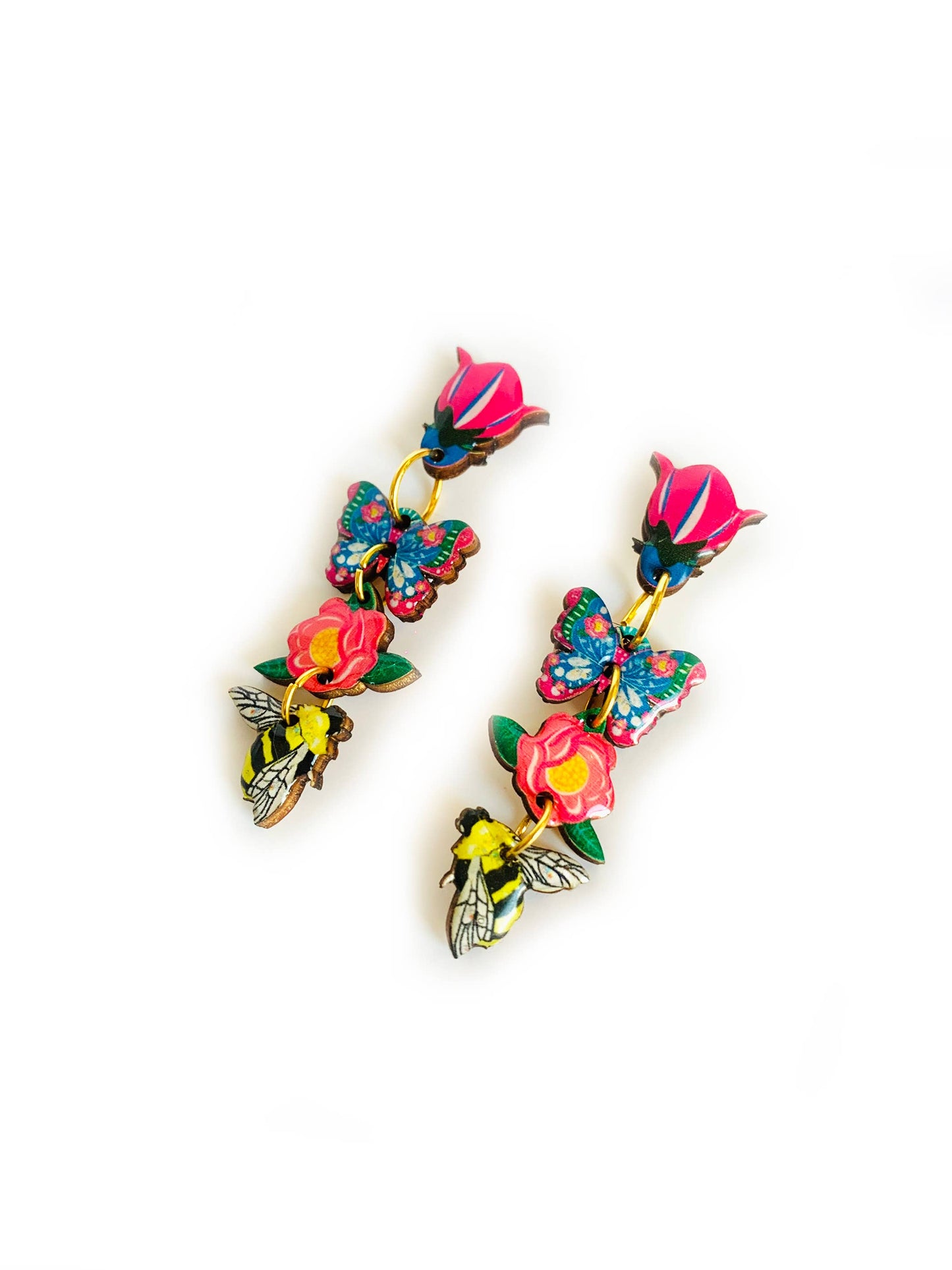 Dangle flower earrings summer earrings statement bold