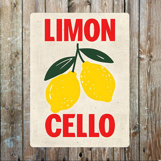 Decorative sign with lemons and 'LIMON CELLO' text