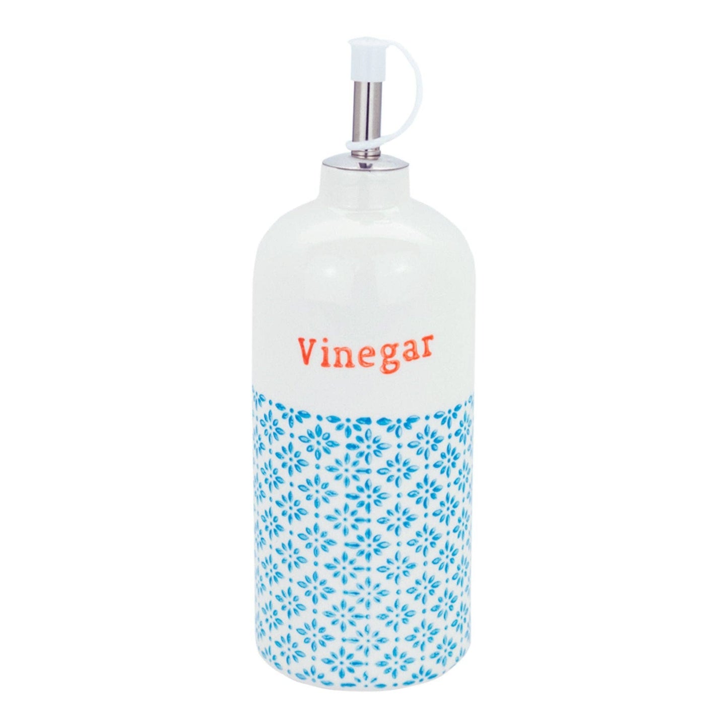 Vinegar bottle in blue and orange
