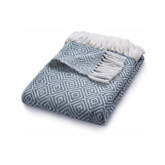 Woven diamond throw in blue