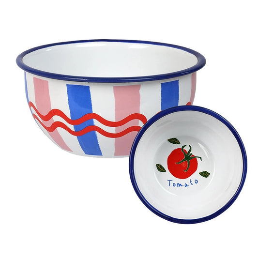 Large stripe enamel bowl