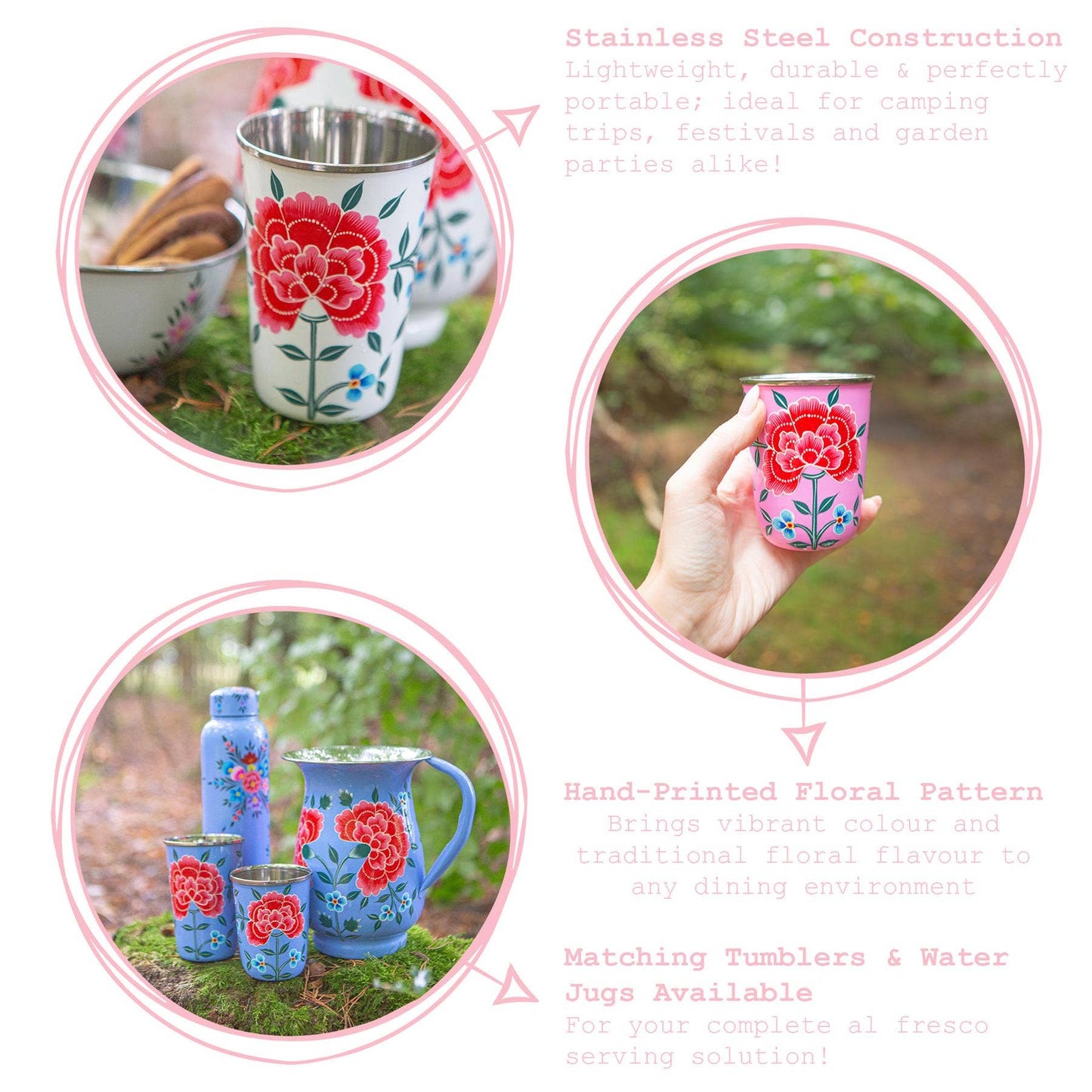 Peony hand-painted beaker
