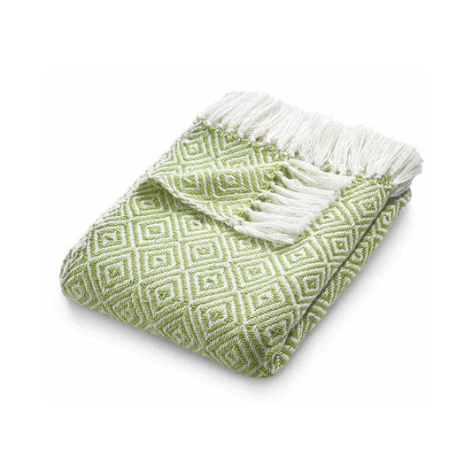 Woven diamond throw in green
