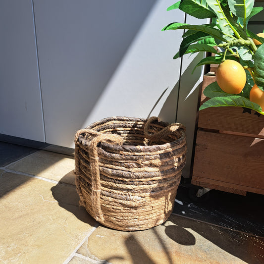 Charcoal grey stripe basket