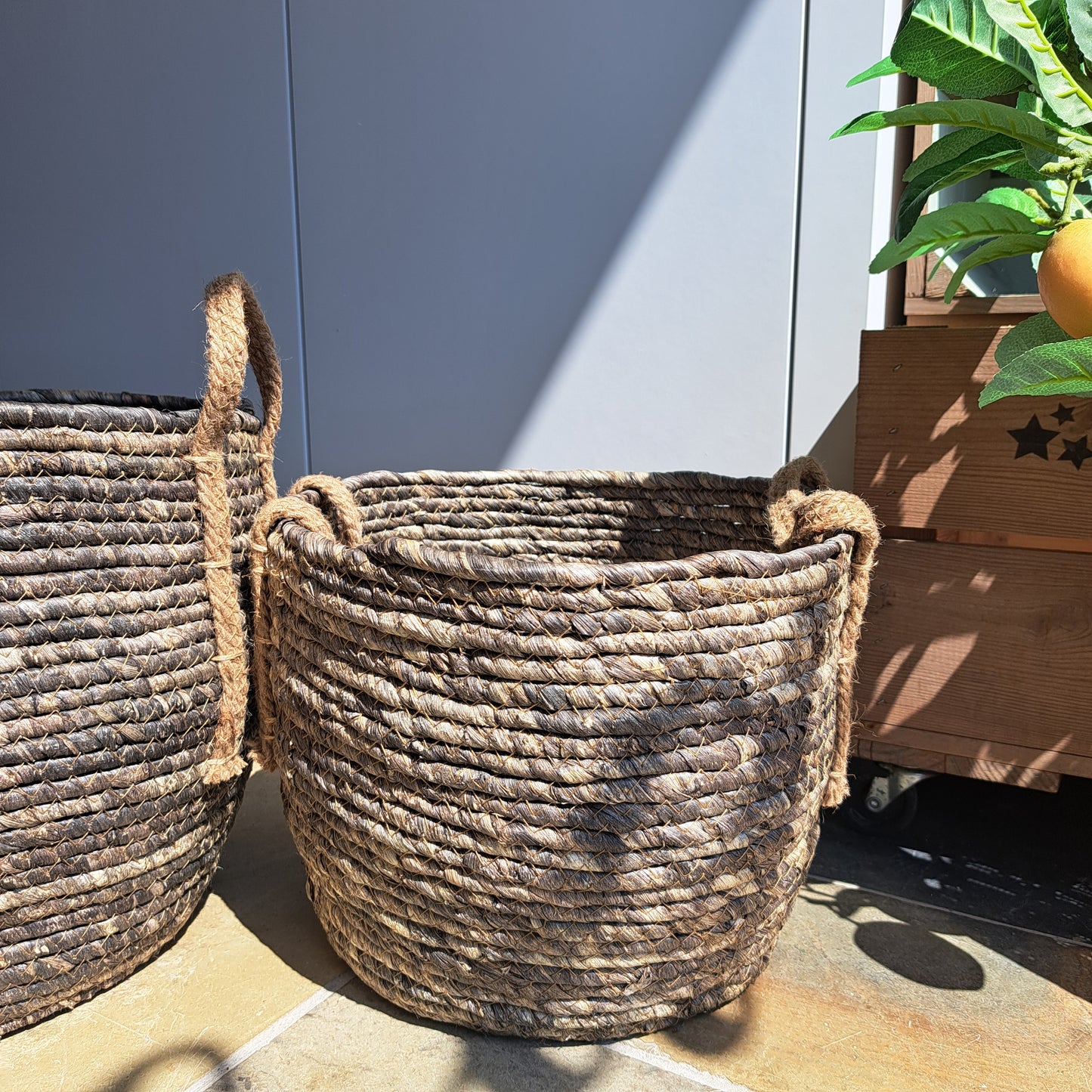 Black-brown tone seagrass basket