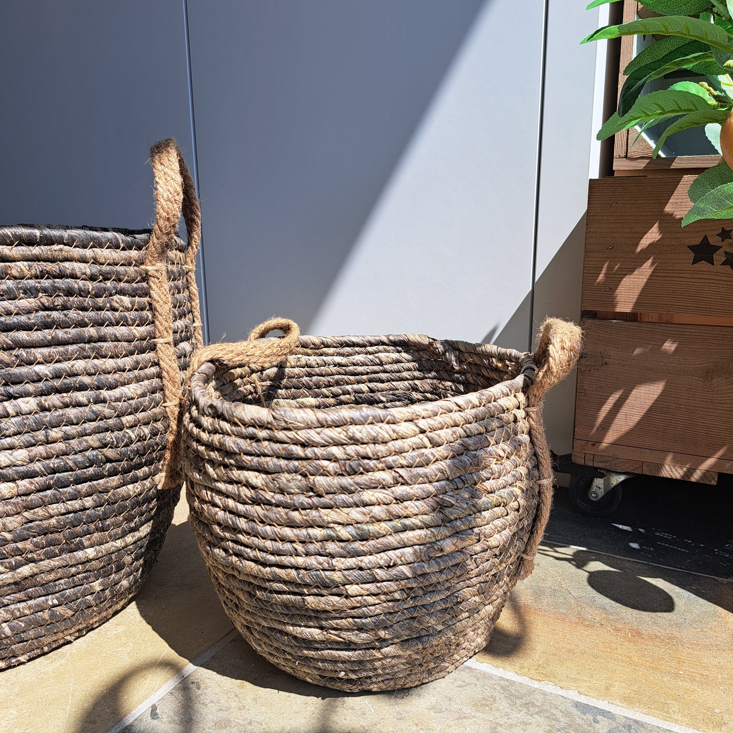 Black-brown tone seagrass basket