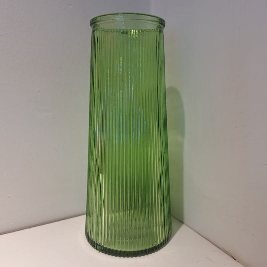 Green ribbed vase