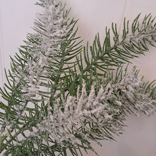 Faux snowy pine spray