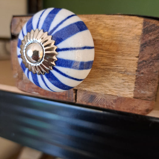 Blue stripe ceramic knob handle
