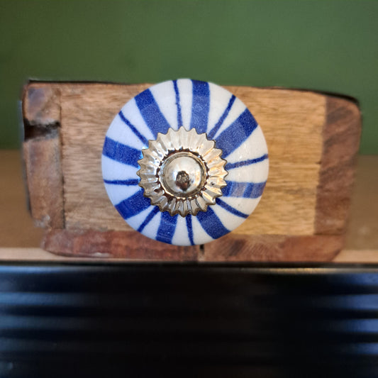 Blue stripe ceramic knob handle