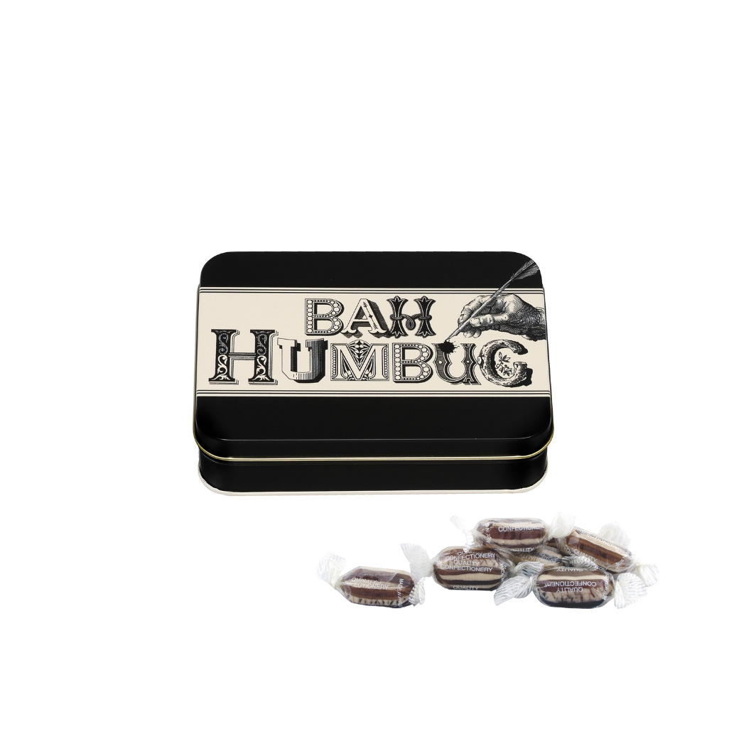 Bah Humbug tin with humbugs
