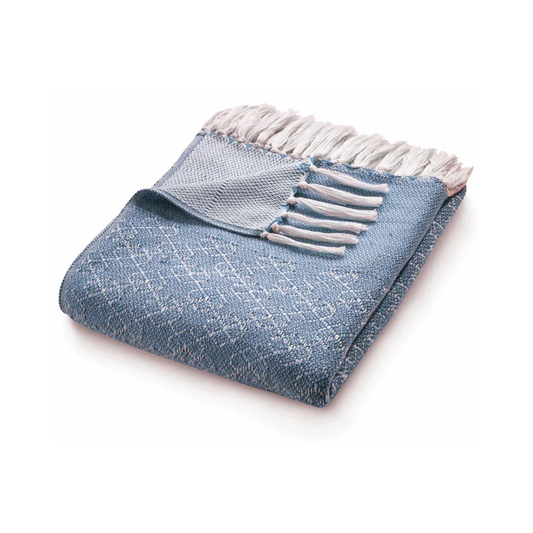 Woven trellis throw in blue